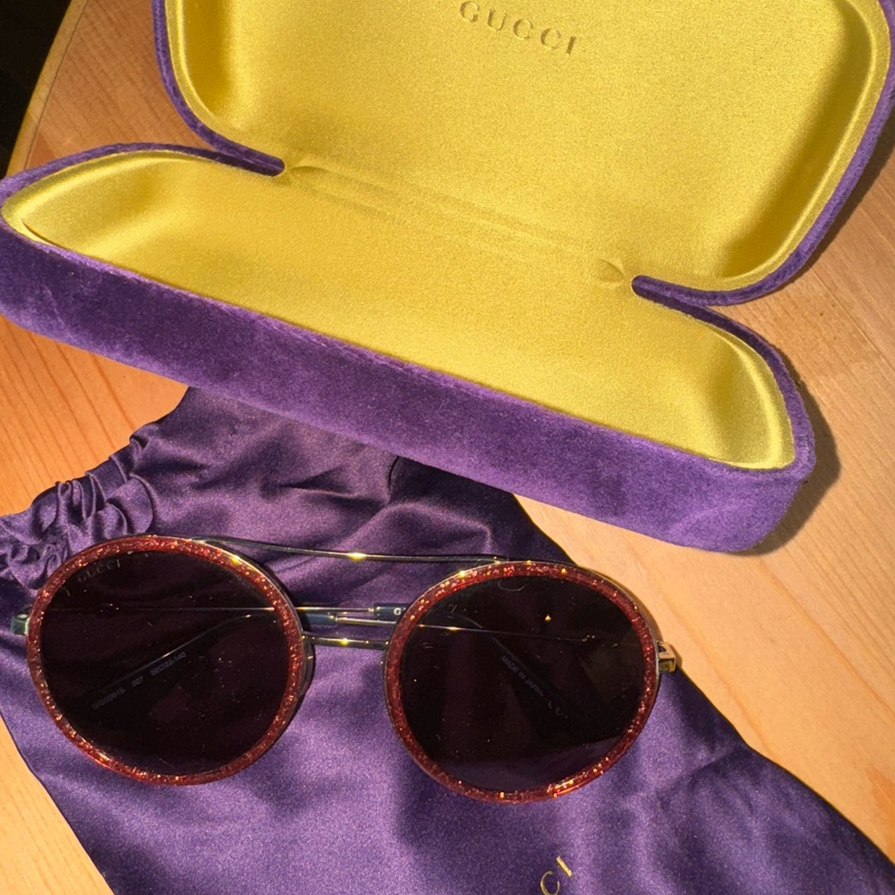 Gucci Women's Sunglasses - Glittery Purple and Gold